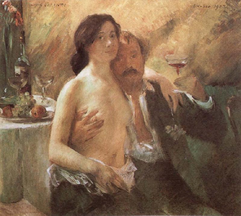 Lovis Corinth Self-Portrait with his wife and a glass China oil painting art